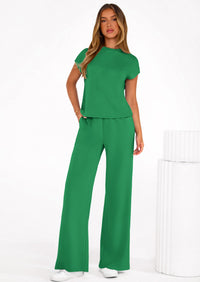 PRETTYGARDEN Womens 2 Piece Outfits Casual Cap Sleeve Lounge Set Summer Tracksuits Matching Sets Beach Fashion Travel Clothes PRETTYGARDEN