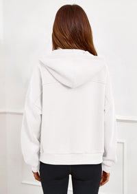 PRETTYGARDEN Womens Hoodies Cropped Fleece Sweatshirts Fall Fashion Quarter Zip Pullover Long Sleeve Tops Winter Clothes