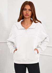 PRETTYGARDEN Womens Hoodies Cropped Fleece Sweatshirts Fall Fashion Quarter Zip Pullover Long Sleeve Tops Winter Clothes