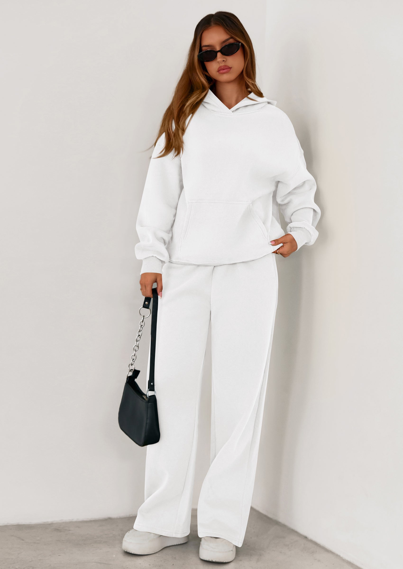 PRETTYGARDEN Women's 2 Piece Outfits Fall Sweatsuits Oversized Hoodies Wide Leg Sweatpants Tracksuits Lounge Matching Sets PRETTYGARDEN