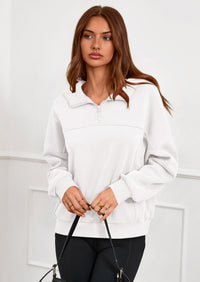 PRETTYGARDEN Womens Hoodies Cropped Fleece Sweatshirts Fall Fashion Quarter Zip Pullover Long Sleeve Tops Winter Clothes