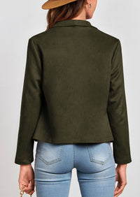 PRETTYGARDEN Women's Faux Suede Jackets Fashion Fall Clothes Long Sleeve Open Front Cropped Coat Outwear