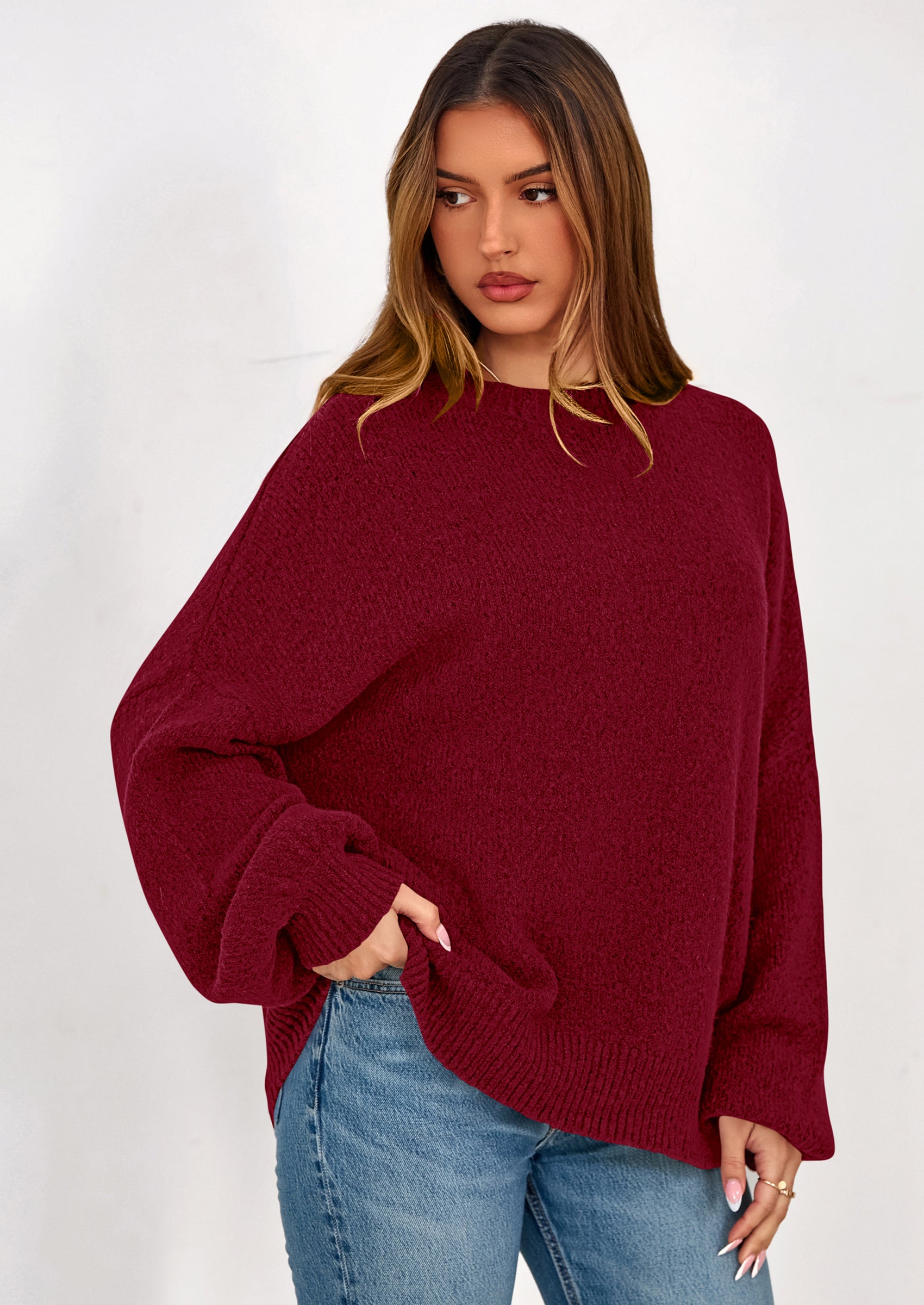 PRETTYGARDEN Sweaters for Women Fall Chunky Knit Long Sleeve Crew Neck Oversized Pullover Tops Winter Fashion Clothing