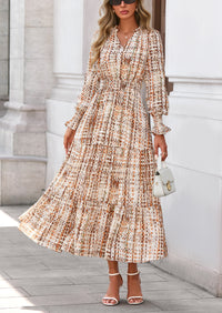 PRETTYGARDEN Women's Floral Maxi Dress Spring Long Sleeve V Neck Casual A Line Long Flowy Boho Party Dresses