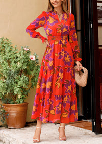 PRETTYGARDEN Women's Floral Maxi Dress Spring Long Sleeve V Neck Casual A Line Long Flowy Boho Party Dresses