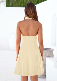 PRETTYGARDEN Cocktail Dresses for Women Short Summer Elegant Halter V Neck Sleeveless A Line Spring Mini Party Dress PRETTYGARDEN