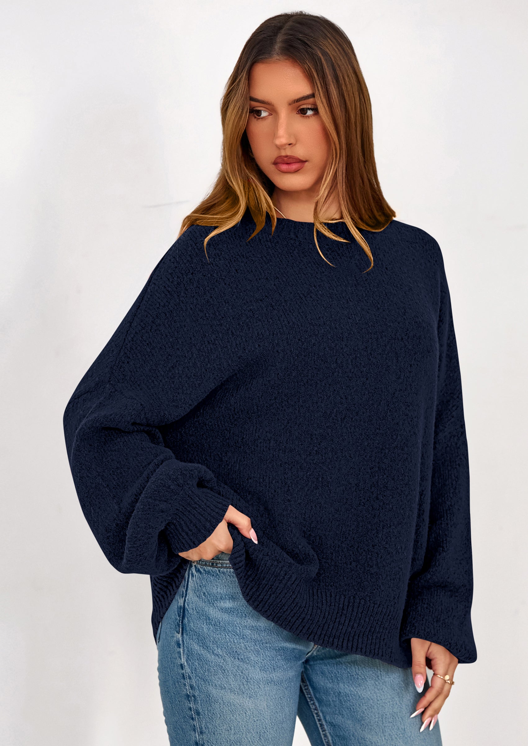 PRETTYGARDEN Sweaters for Women Fall Chunky Knit Long Sleeve Crew Neck Oversized Pullover Tops Winter Fashion Clothing