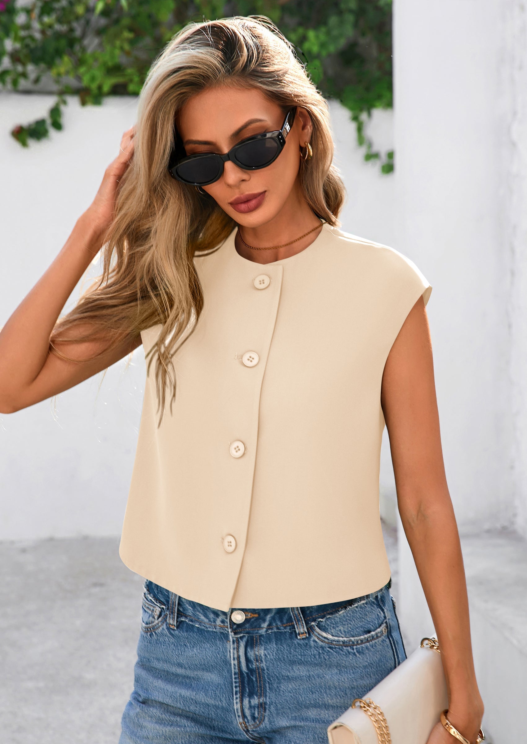 PRETTYGARDEN Women's Summer Suit Vest Dressy Casual Crop Tops Business Work Office Clothes Trendy Blazer Waistcoat PRETTYGARDEN