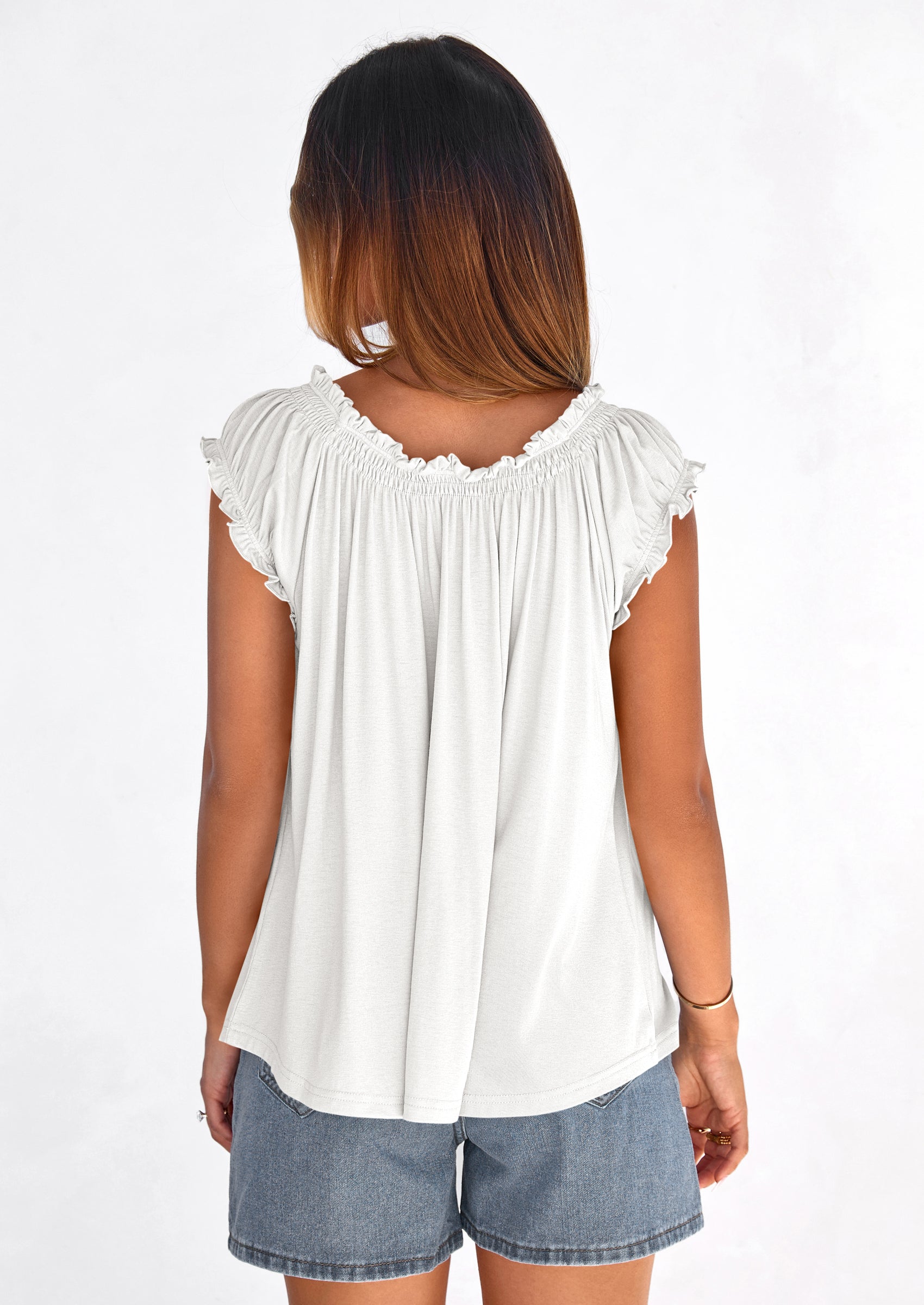 PRETTYGARDEN Womens Tie Front Tank Tops Summer Fashion Cap Sleeve Babydoll Blouses Flowy Shirts Spring Going Out Outfits PRETTYGARDEN