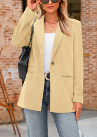 PRETTYGARDEN Women's Winter Corduroy Blazers Jackets Dressy Casual Ribbed Long Sleeve Lapel Fashion Work Business Outerwear