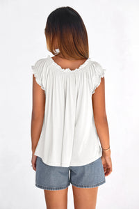 PRETTYGARDEN Womens Tie Front Tank Tops Summer Fashion Cap Sleeve Babydoll Blouses Flowy Shirts Spring Going Out Outfits PRETTYGARDEN