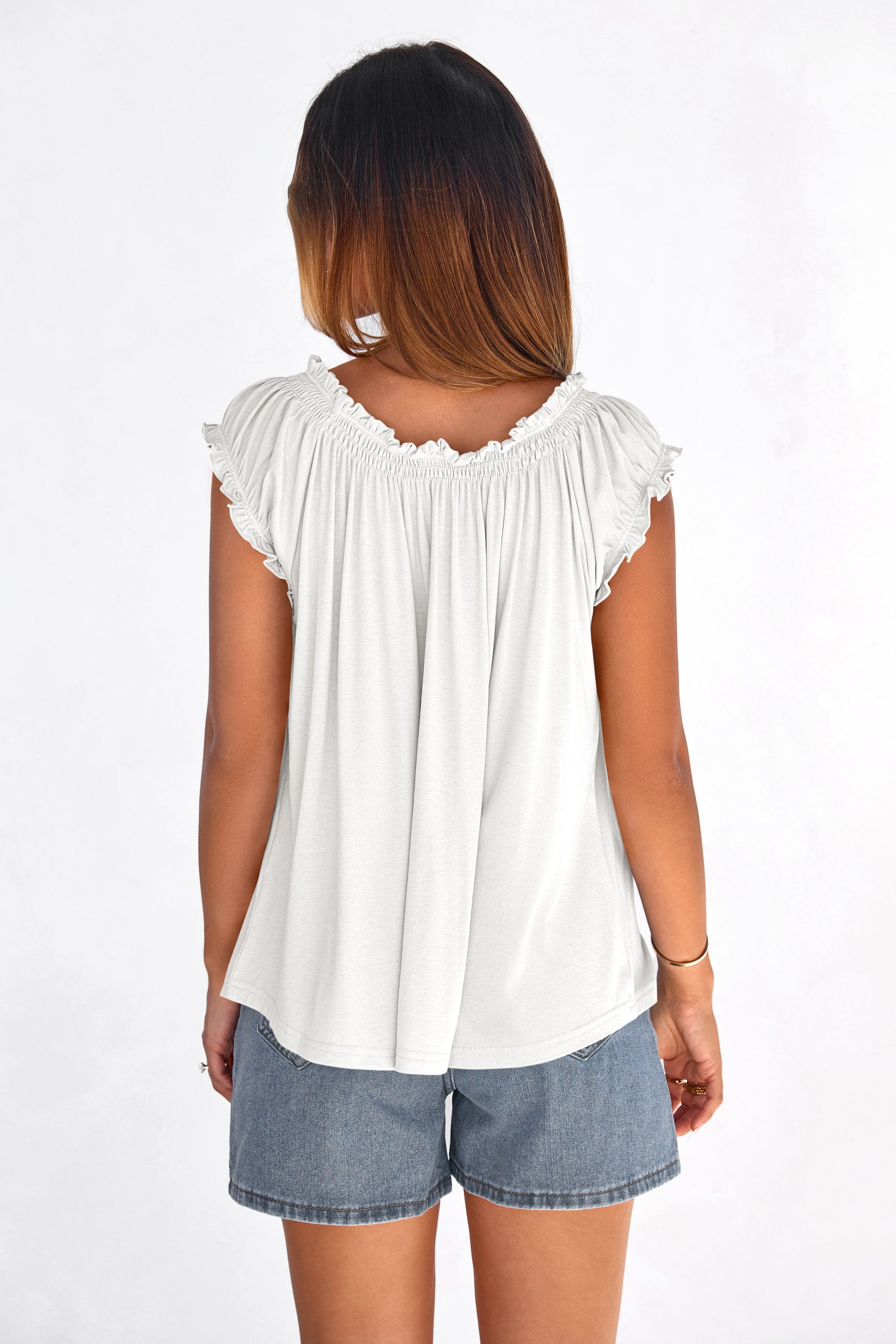 PRETTYGARDEN Womens Tie Front Tank Tops Summer Fashion Cap Sleeve Babydoll Blouses Flowy Shirts Spring Going Out Outfits PRETTYGARDEN