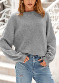 PRETTYGARDEN Women's Fall Sweaters Casual Crew Neck Long Sleeve Pullover Tops Ribbed Knit Loose Fit Winter Clothes