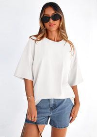 PRETTYGARDEN Women's Spring Going Out Tops Casual Short Sleeve Crewneck Loose Fit Basic Cute Tee Shirts Summer Outfits PRETTYGARDEN