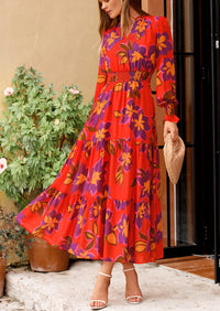 PRETTYGARDEN Women's Floral Maxi Dress Spring Long Sleeve V Neck Casual A Line Long Flowy Boho Party Dresses