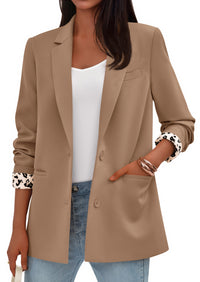 PRETTYGARDEN Blazers for Women Fall Work Office Suit Jackets Dressy Open Front Leopard Blazer Business Casual Outfits