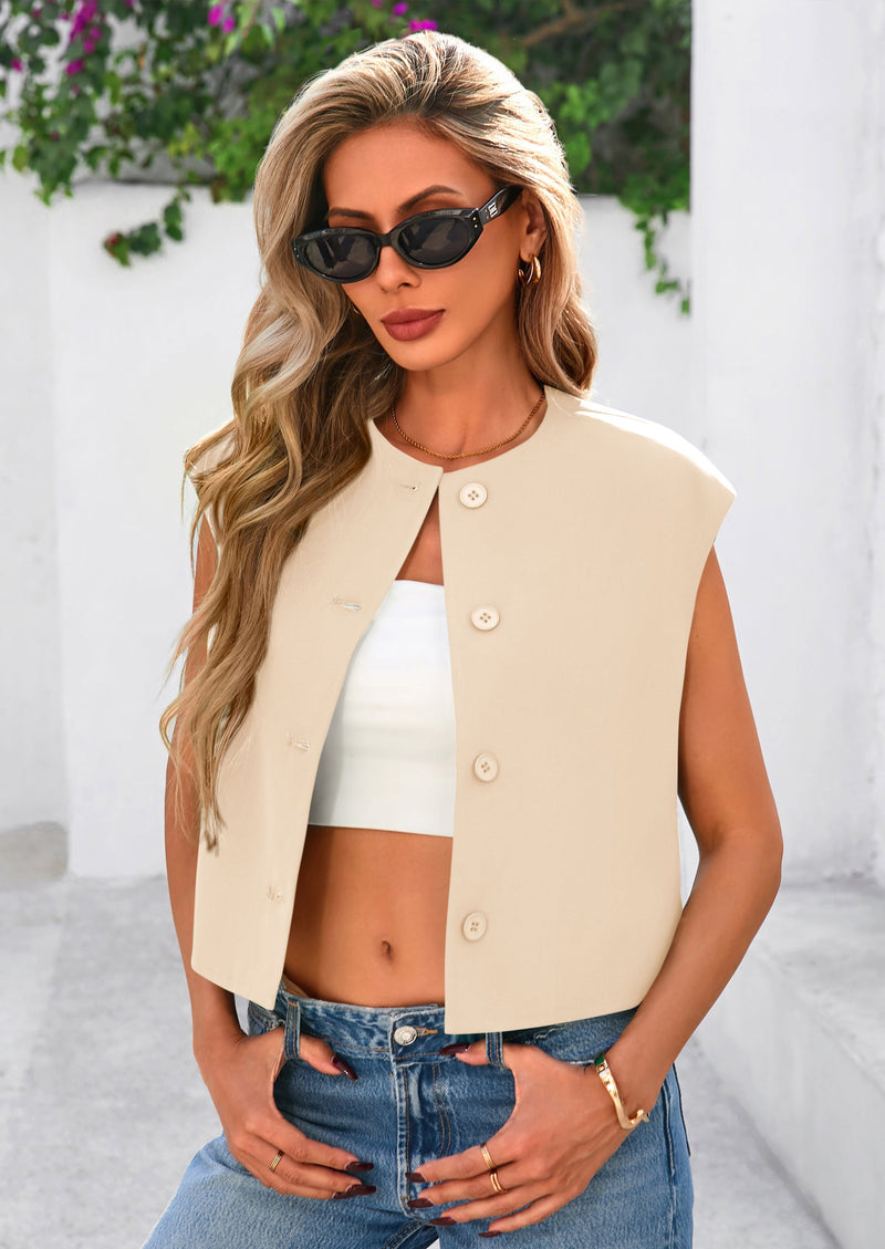 PRETTYGARDEN Women's Summer Suit Vest Dressy Casual Crop Tops Business Work Office Clothes Trendy Blazer Waistcoat PRETTYGARDEN