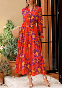 PRETTYGARDEN Women's Floral Maxi Dress Spring Long Sleeve V Neck Casual A Line Long Flowy Boho Party Dresses