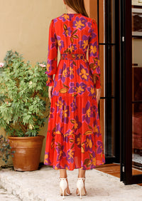 PRETTYGARDEN Women's Floral Maxi Dress Spring Long Sleeve V Neck Casual A Line Long Flowy Boho Party Dresses