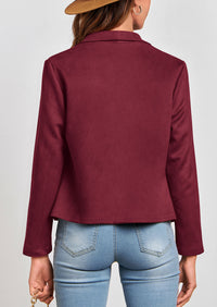 PRETTYGARDEN Women's Faux Suede Jackets Fashion Fall Clothes Long Sleeve Open Front Cropped Coat Outwear