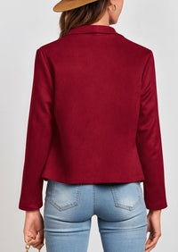 PRETTYGARDEN Women's Faux Suede Jackets Fashion Fall Clothes Long Sleeve Open Front Cropped Coat Outwear