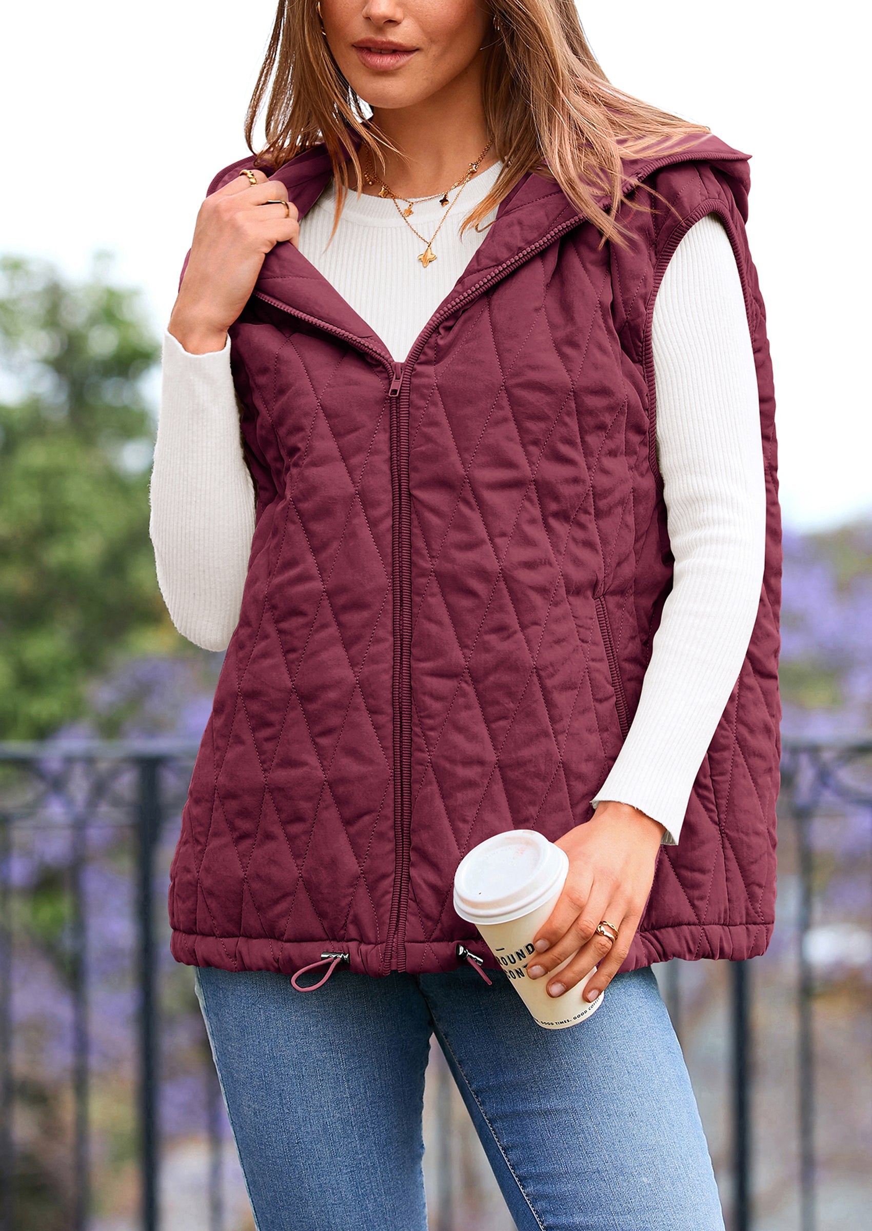 PRETTYGARDEN Women's Fall Spring Vest Casual Sleeveless Hooded Zip Up Jacket Trendy Winter Coat Outerwear PRETTYGARDEN
