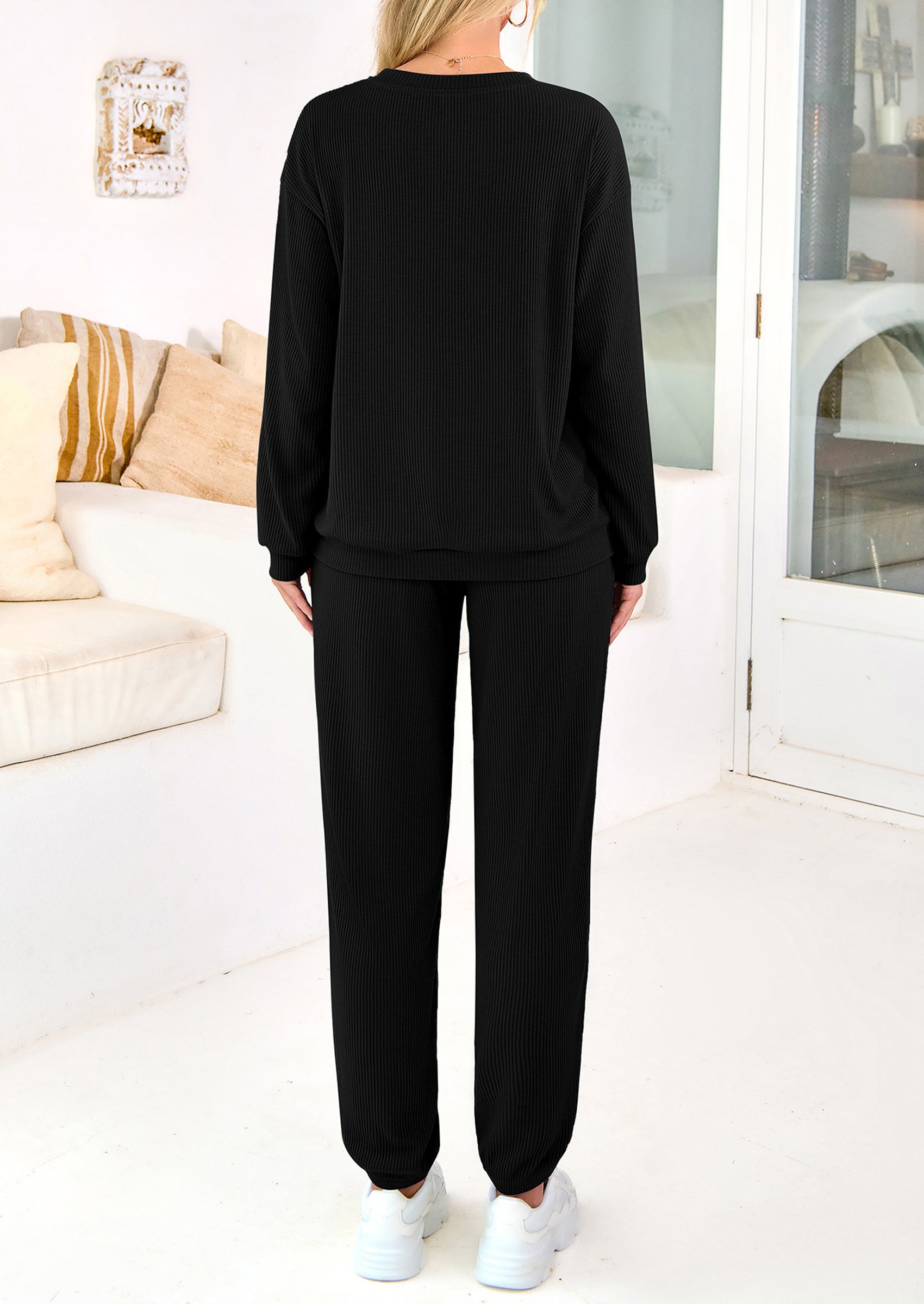 KIRUNDO Lounge Sets for Women Travel Airport Outfits Lightweight Tops Drawstring Pants Tracksuit Jogger Set Postpartum