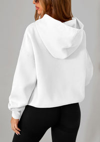 PRETTYGARDEN Women's Fall Hooded Sweatshirts Long Sleeve Half Zip Cropped Hoodies Pullover Winter Fashion Clothes