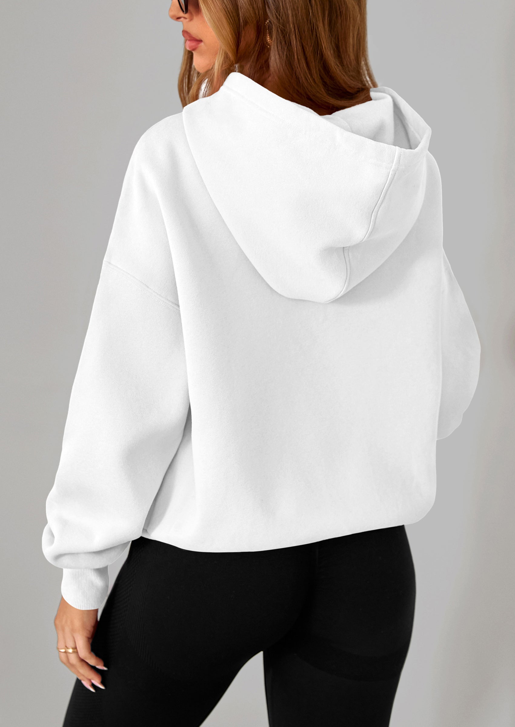 PRETTYGARDEN Women's Fall Hooded Sweatshirts Long Sleeve Half Zip Cropped Hoodies Pullover Winter Fashion Clothes