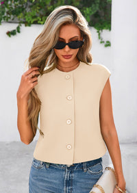 PRETTYGARDEN Women's Summer Suit Vest Dressy Casual Crop Tops Business Work Office Clothes Trendy Blazer Waistcoat PRETTYGARDEN