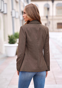 PRETTYGARDEN Fall Blazers for Women Business Casual | Long Sleeve Plaid Houndstooth, Notch Lapel Pockets, Oversized Blazer Outerwear, Trendy Suit Jackets, 2026 Winter Work Outfits