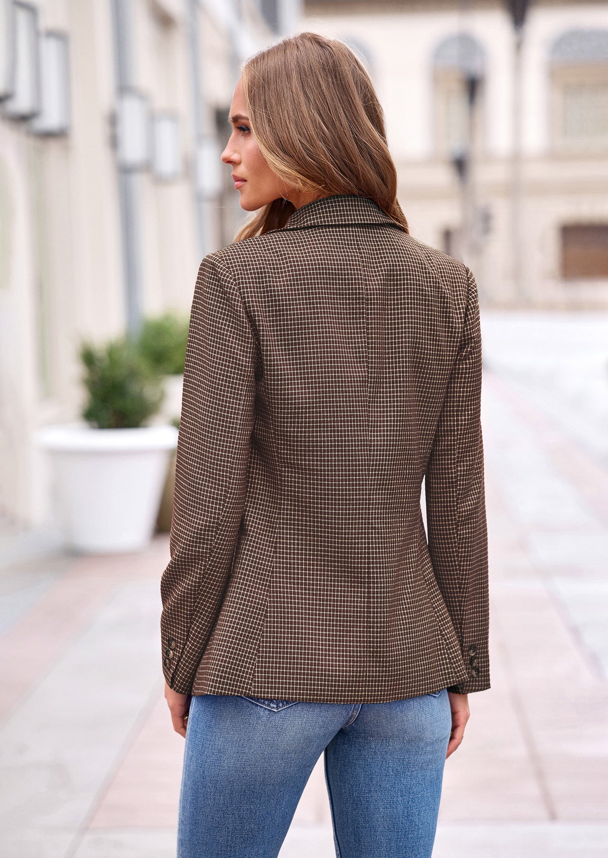 PRETTYGARDEN Fall Blazers for Women Business Casual | Long Sleeve Plaid Houndstooth, Notch Lapel Pockets, Oversized Blazer Outerwear, Trendy Suit Jackets, 2026 Winter Work Outfits