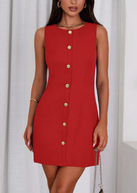 PRETTYGARDEN Work Dresses for Women Spring Business Formal Short Dress Sleeveless Button Down Elegant Office Outfits