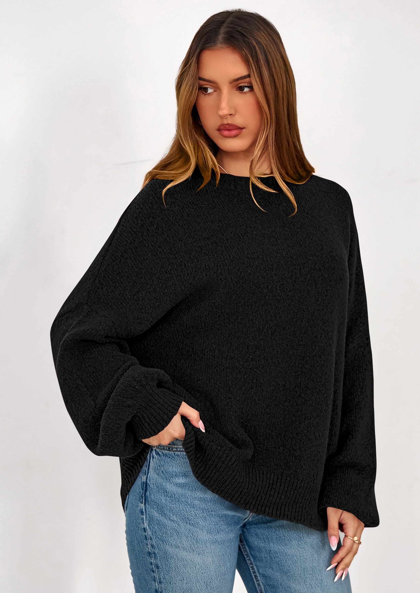 PRETTYGARDEN Sweaters for Women Fall Chunky Knit Long Sleeve Crew Neck Oversized Pullover Tops Winter Fashion Clothing