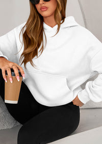 PRETTYGARDEN Women's Fall Hooded Sweatshirts Long Sleeve Half Zip Cropped Hoodies Pullover Winter Fashion Clothes