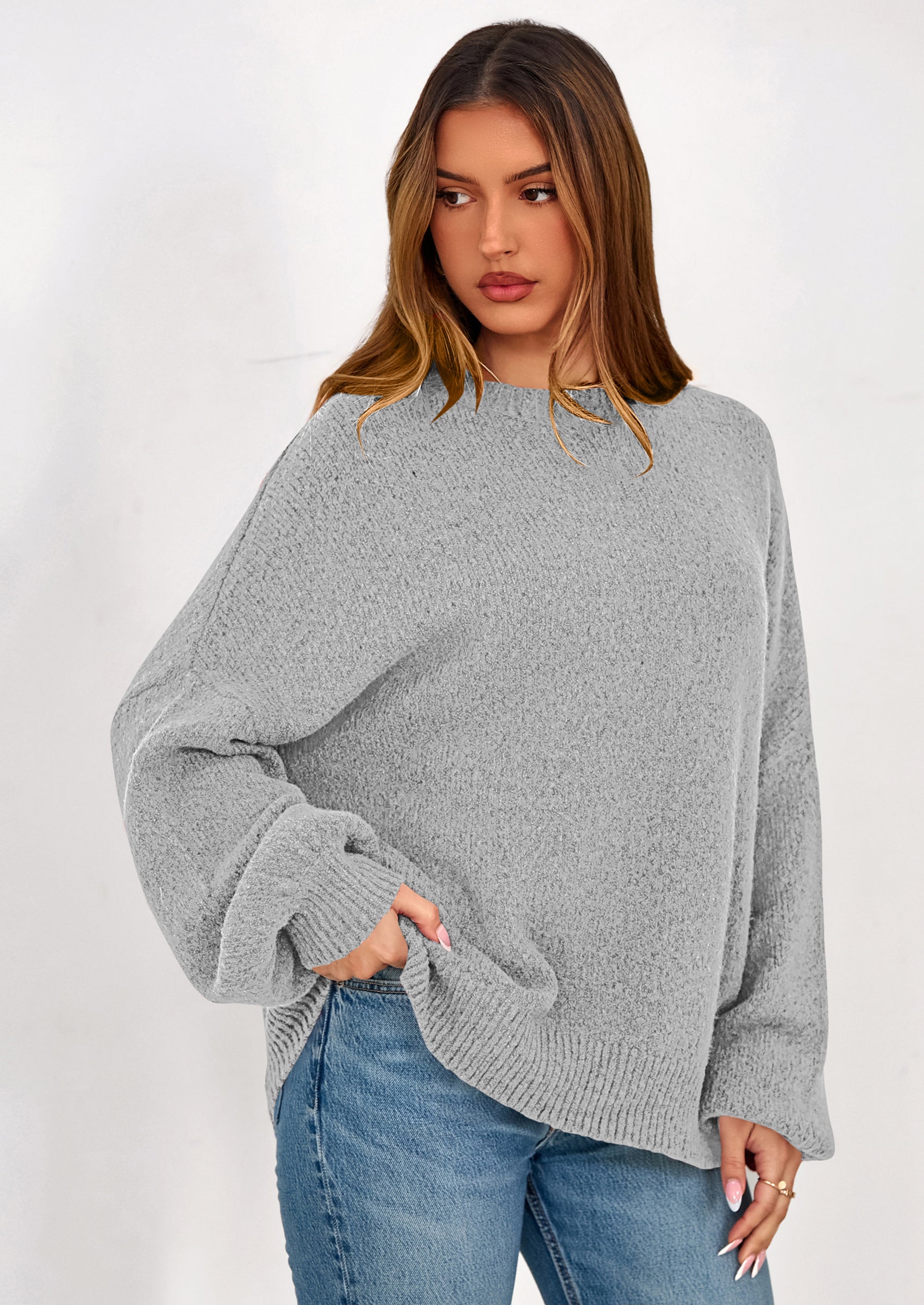 PRETTYGARDEN Sweaters for Women Fall Chunky Knit Long Sleeve Crew Neck Oversized Pullover Tops Winter Fashion Clothing