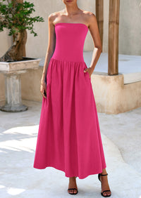 PRETTYGARDEN Women Strapless Elegant Going Out Maxi Dresses