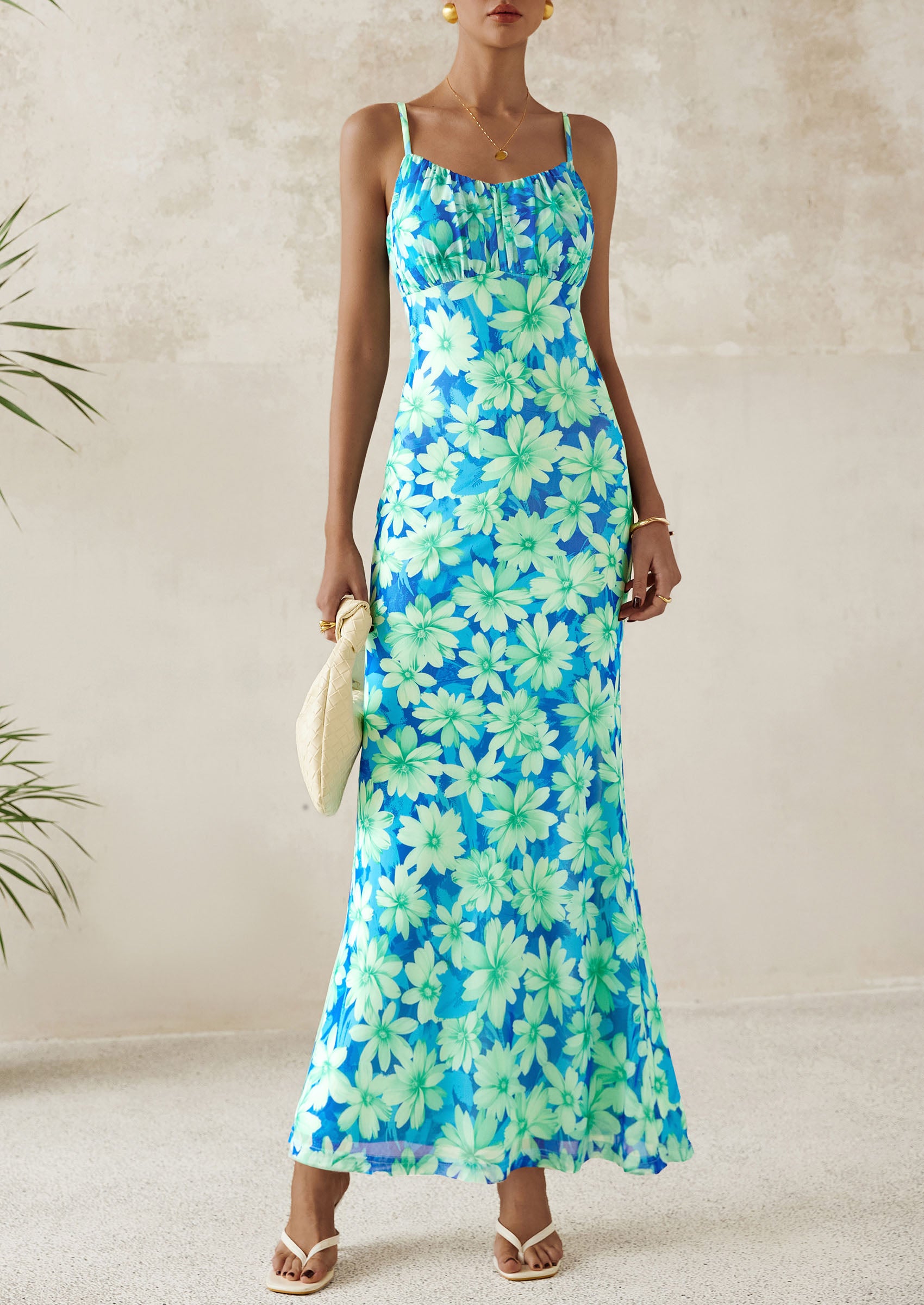 PRETTYGARDEN Women's Bodycon Maxi Dress Floral Sundress Sleeveless Spaghetti Strap Cocktail Party Dress