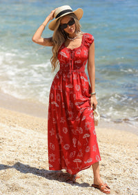 PRETTYGARDEN Women's Boho Maxi Dress Summer Cap Sleeve Long Flowy Beach Vacation Floral Sundresses Spring Resort Wear PRETTYGARDEN