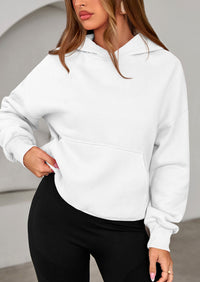 PRETTYGARDEN Women's Fall Hooded Sweatshirts Long Sleeve Half Zip Cropped Hoodies Pullover Winter Fashion Clothes