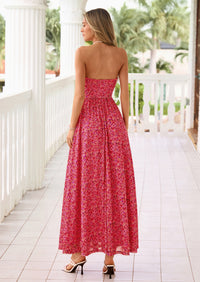 PRETTYGARDEN Womens Boho Maxi Dress Summer Floral Tube Strapless Spring Wedding Guest Cocktail Long Dresses