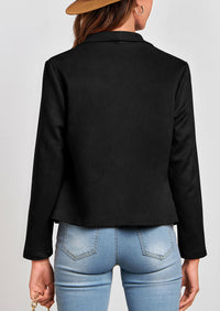 PRETTYGARDEN Women's Faux Suede Jackets Fashion Fall Clothes Long Sleeve Open Front Cropped Coat Outwear