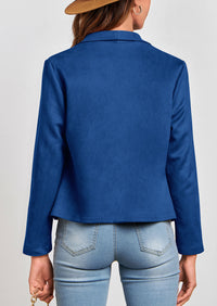 PRETTYGARDEN Women's Faux Suede Jackets Fashion Fall Clothes Long Sleeve Open Front Cropped Coat Outwear