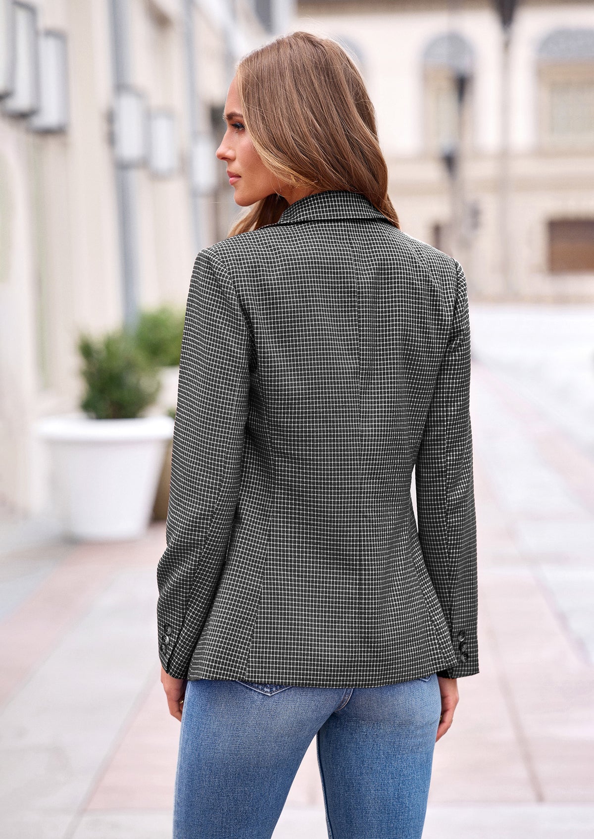 PRETTYGARDEN Fall Blazers for Women Business Casual | Long Sleeve Plaid Houndstooth, Notch Lapel Pockets, Oversized Blazer Outerwear, Trendy Suit Jackets, 2026 Winter Work Outfits