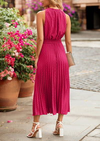 PRETTYGARDEN Women's Midi Summer Dresses Casual V Neck Swiss Dot Ruffle Sleeveless A Line Beach Sun Dress