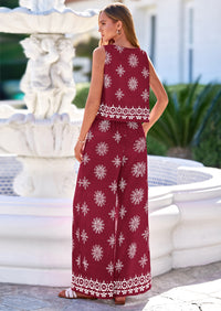 PRETTYGARDEN Women's 2026 Summer 2 Piece Lounge Sets Boho Floral Tank Flowy Wide Peg Pants Travel Beach Vacation Outfits