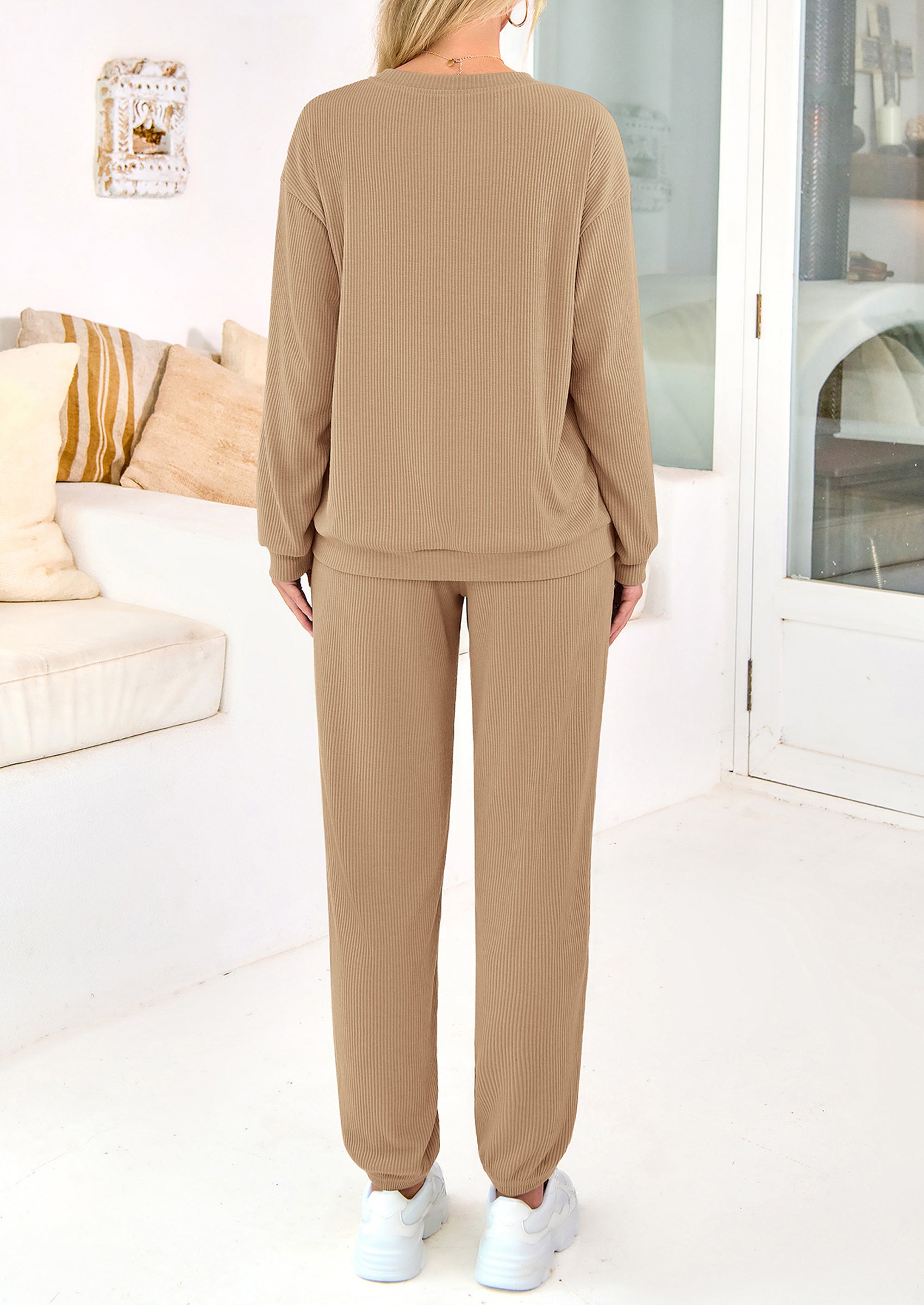 KIRUNDO Lounge Sets for Women Travel Airport Outfits Lightweight Tops Drawstring Pants Tracksuit Jogger Set Postpartum