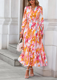 PRETTYGARDEN Women's Floral Maxi Dress Spring Long Sleeve V Neck Casual A Line Long Flowy Boho Party Dresses