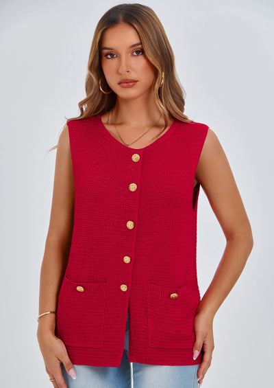 PRETTYGARDEN Women's Knit Sweater Vest Summer Sleeveless Button Down Tank Tops Trendy Business Casual Outfits PRETTYGARDEN