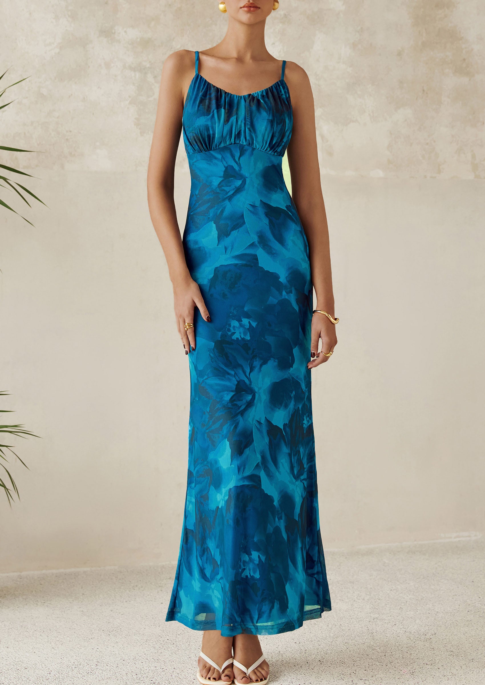 PRETTYGARDEN Women's Bodycon Maxi Dress Floral Sundress Sleeveless Spaghetti Strap Cocktail Party Dress